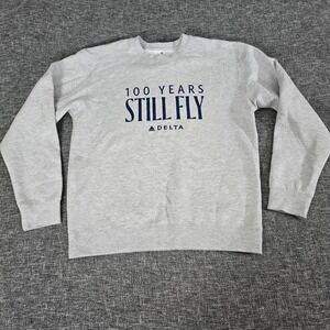 Delta 100 Years Still Fly Crewneck Sweatshirt Mens Medium Gray Aviation History
